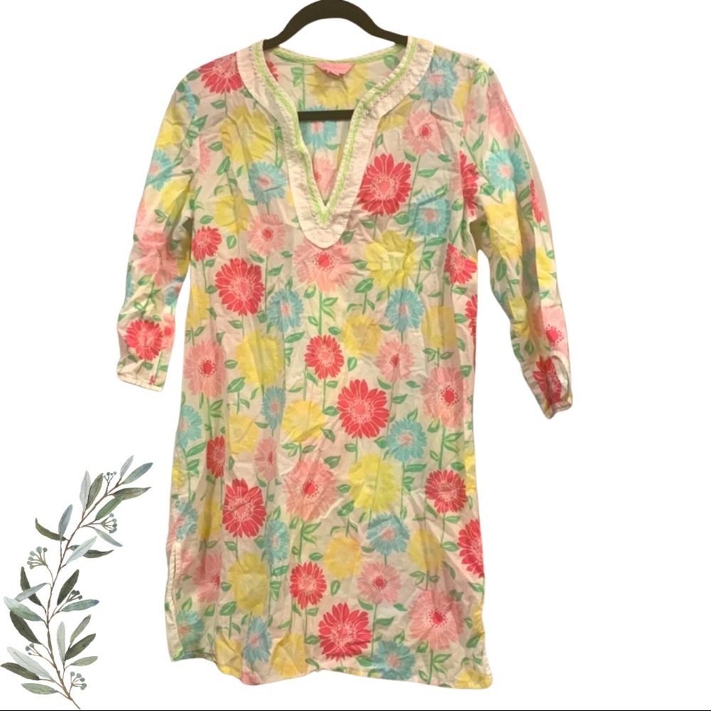 Lilly Pulitzer White Multi Color Floral Tunic Dress Size Small